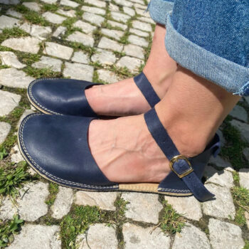 Navy blue minimalist handmade sandals for women