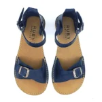 Navy blue open toe sandals barefoot (4)
