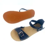 Navy blue open toe sandals barefoot (4)