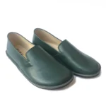 Barefoot Green Leather Loafer For Women Rubber Sole