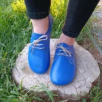 Leather Sole Earthing Barefoot Oxford Women Shoes Blue