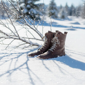 Women’s Brown Color Barefoot Long Ankle Boots With Lace