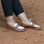 Barefoot Double Color Scarves Moccasin Leather Brown and White