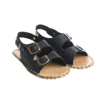 Black Barefoot Earthing Double Buckle Sandals
