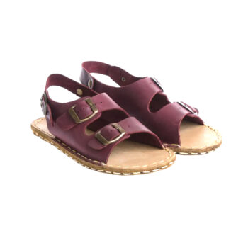 Burgundy Barefoot Earthing Double Buckle Sandals