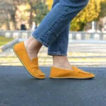 Barefoot Yellow Suede Leather Scarves Loafers