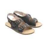 Gray Suede Double Buckle Women Sandals