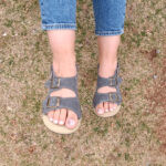 Gray Suede Double Buckle Women Sandals