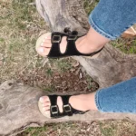 Black Suede Double Buckle Women Sandals
