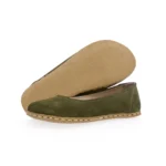 Green Color Suede Ballet Flat Shoe