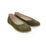 Green Color Suede Ballet Flat Shoe