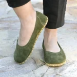 Green Color Suede Ballet Flat Shoe