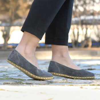 Gray Suede Grounding Ballet Flats