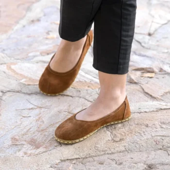 Brown Suede Grounding Ballet Flats
