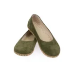 Green Color Suede Ballet Flat Shoe