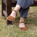 Brown Suede Minimalist Sandals For Women