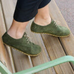 Women's Grounding Green Suede Oxford Shoes