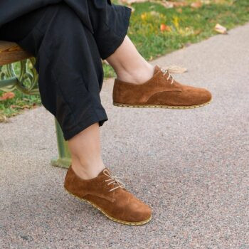 Women's Grounding Brown Suede Oxford Shoes
