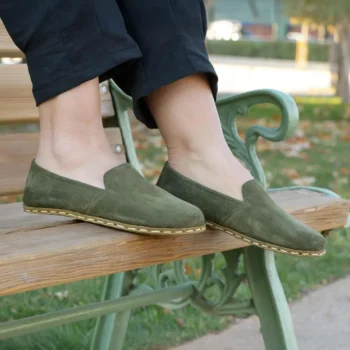Women's Earthing Green Suede Barefoot Loafer