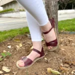 Women’s Burgundy Open Toe Buckle Sandals