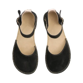 Women's Black Suede Minimalist Sandals