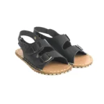 Black Barefoot Earthing Double Buckle Sandals