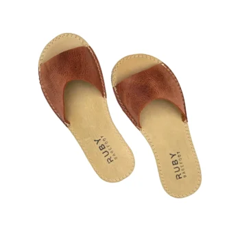 Women’s Handmade Barefoot House Slippers – Brown Genuine Leather