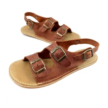 Women’s Brown Double Buckle Barefoot Sandals