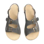 Gray Suede Double Buckle Women Sandals