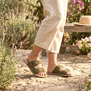 Women’s Barefoot Slippers – Green Suede Leather