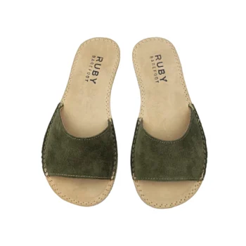 Women’s Barefoot House Slippers – Green Suede Leather