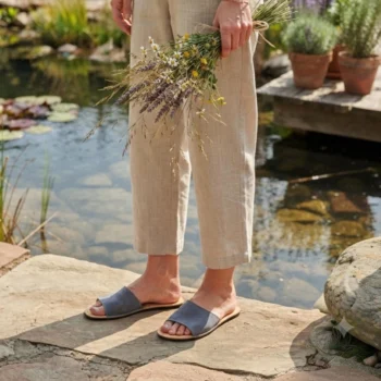 Women’s Barefoot House Slippers – Gray Suede Leather