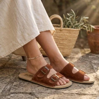 Women’s Barefoot Slippers – Brown Suede Leather