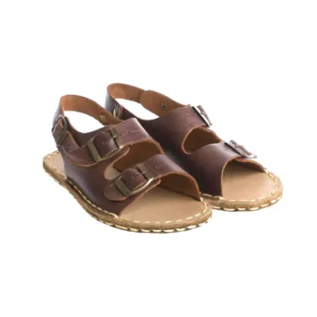 Dark Brown Barefoot Earthing Double Buckle Sandals