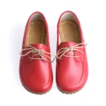 Women’s Red Barefoot Earthing Moccasin With Laces