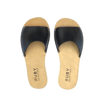 Women’s Handmade Barefoot House Slippers – Black Genuine Leather