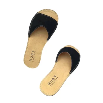 Women’s Barefoot House Slippers – Black Suede Leather