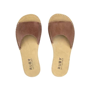 Women’s Handmade Barefoot House Slippers – Taupe Genuine Leather