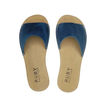 Women’s Handmade Barefoot House Slippers – Blue Genuine Leather