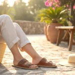 Women's Brown Leather Barefoot Slippers