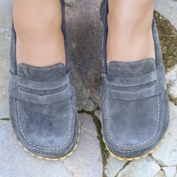 Women’s Penny Loafers Grounding – Gray Suede