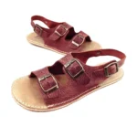 Women’s Burgundy Double Buckle Barefoot Sandals