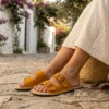 Women’s Barefoot Slippers – Yellow Suede Leather