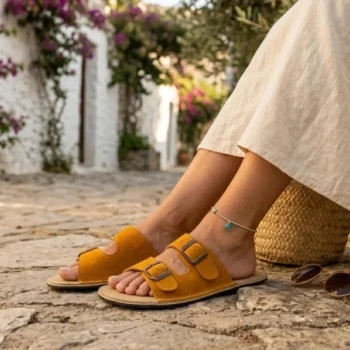Women’s Barefoot Slippers – Yellow Suede Leather