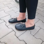 Women’s Black Barefoot Earthing Moccasin With Laces