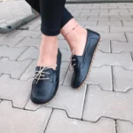 Women’s Black Barefoot Earthing Moccasin With Laces
