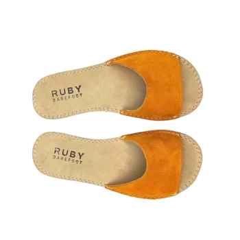 Women’s Barefoot House Slippers – Yellow Suede Leather