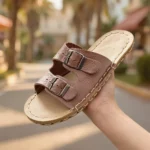 Women’s Barefoot Earthing Double Buckle Slippers Mink Color