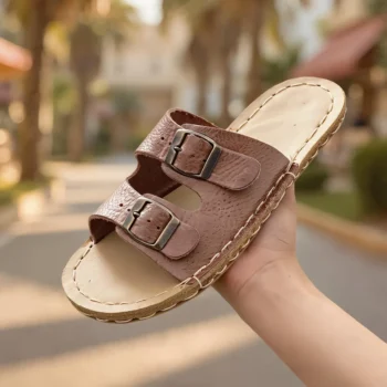 Women’s Barefoot Earthing Double Buckle Slippers Mink Color