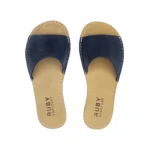 Women’s Handmade Barefoot House Slippers – Navy Blue Genuine Leather